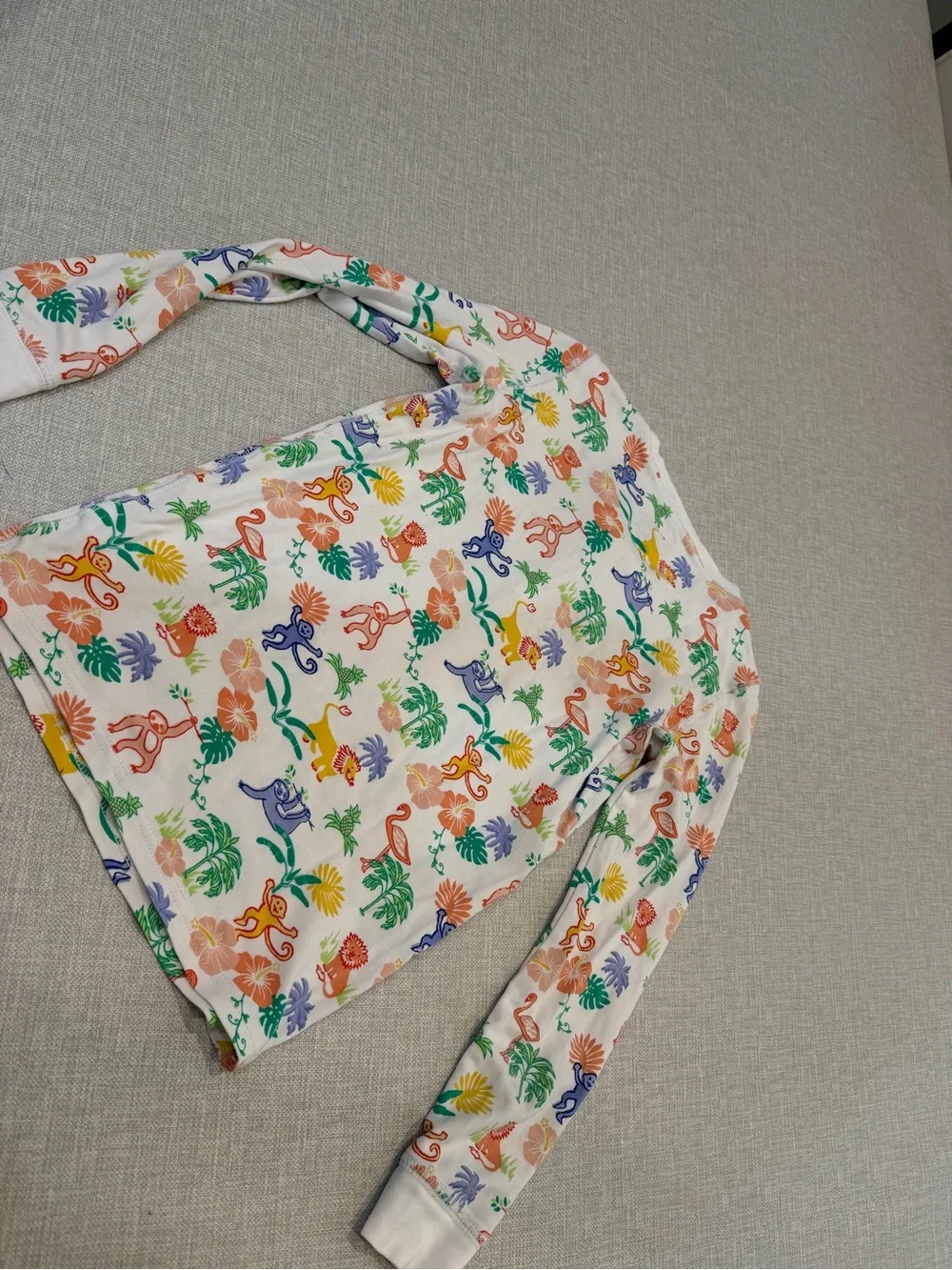 Roller Rabbit Kids Pajama Set- White with Multicolor Jungle Animals
